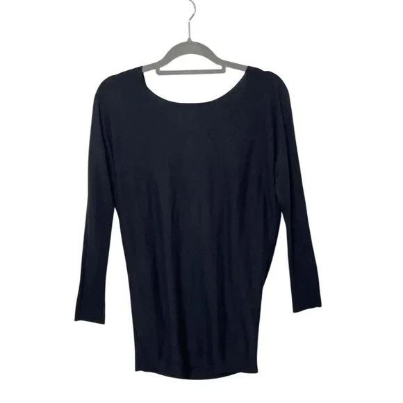 Vince Black Sweater Tunic Top Women's XS Cashmere Blend Keyhole Back with Tie - Picture 6 of 6